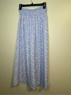 Sienna Sky Light Blue Pull on Floral Wide-Leg Pants